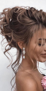 Sophia - Gold Pearl Bridal Earrings