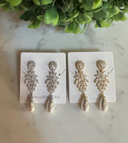 Sophia - Gold Pearl Bridal Earrings