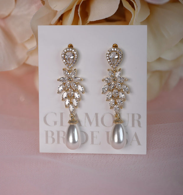 Sophia - Drop Pearl Bridal Earrings