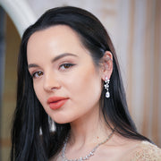 Melanie - Silver Crystal Bridal Earrings