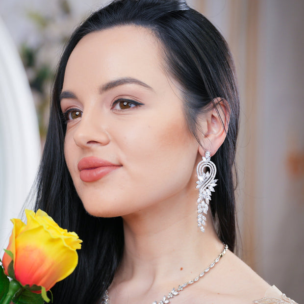 Long Statement Wedding Earrings - Kristina