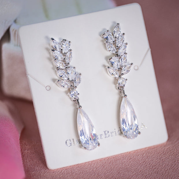 Lauren - Silver Crystal Bridal Earrings