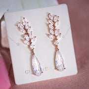 Lauren - Rose Gold Crystal Bridal Earrings