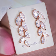 Wedding Crystal Leaf Earrings - Allison