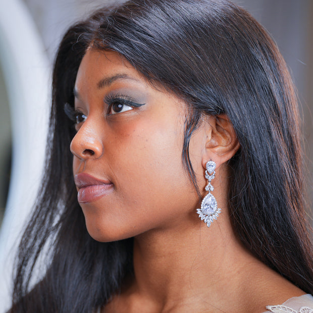 Erica- Long Crystal Earrings