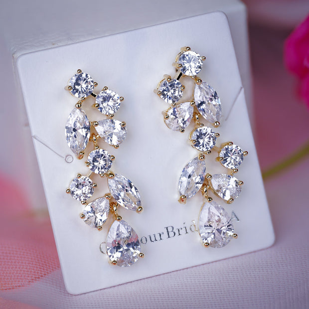 Alicia -  Rose Gold Crystal Bridal Earrings