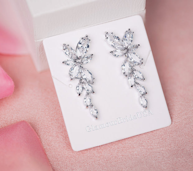 Clip on Leaf Bridal Earrings - Sarah