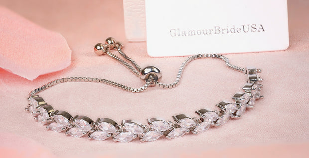 Silver Leaf Bridal Earrings - Chelsea