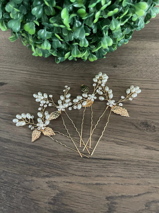 Gold Leaf hair pins - Christine