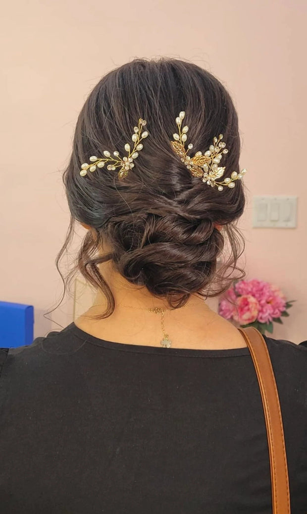 Gold Leaf hair pins - Christine