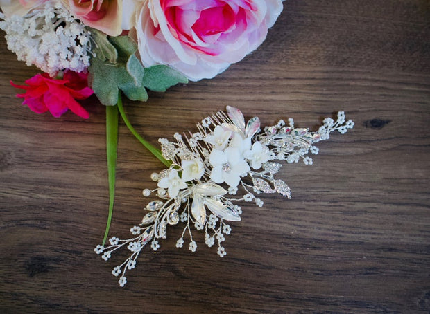 Floral Bridal Hair Comb - Colleen