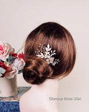 Rose Gold Floral Clip, Bridal Headpiece, Wedding Clip, Floral Wedding Clip, Hair Clip, Bridal Hair Accessory, Wedding Headpiece