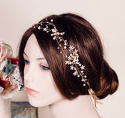 Bridal Headband Gold Wedding Headband Bridal Rhinestone Headpiece Crystal Bridal Hair Band Vintage Head wrap Bridal Hair Accessories