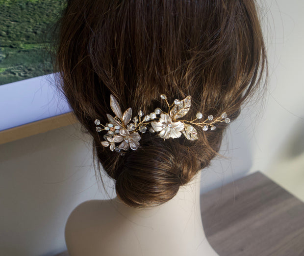 Rose Gold Bridal Hair Pin Wedding Hair Accessory Rhinestone and Crystal Bridal Comb Rose Gold Hair Comb Bridal Headpiece Rose Gold Hair Pin