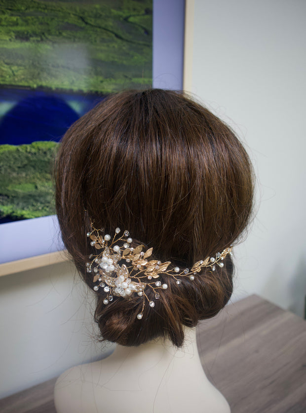 Bridal Hair Vine Wedding Hair Accessories Bridal Head Piece Flower Hair Vine  Bridal Hairpiece Gold Leaf Headpiece Bridal Hair Accessories