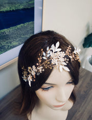 Bridal Headband Wedding Headband Bridal Headpiece Rose Gold Bridal Hair Vine Vintage Head wrap Wedding Hair Accessories