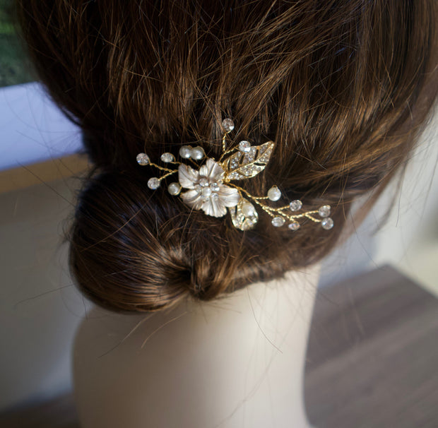 Wedding Hair Pins Rose Gold Bridal Hair piece Wedding Hair Accessories Crystal Bridal Comb Rose Gold Wedding Comb Bridal Headpiece