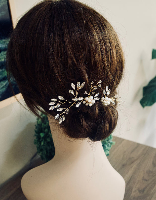 Bridal hair pins Wedding hair pins Pearl Crystal Wedding Hair Pins Gold Wedding Hair Accessories Bridal Hair piece Bridal Hair Accessories