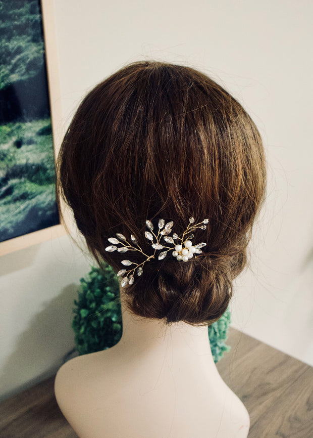 Bridal hair pins Wedding hair pins Pearl Crystal Wedding Hair Pins Gold Wedding Hair Accessories Bridal Hair piece Bridal Hair Accessories