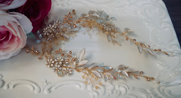 Bridal Headband Wedding Headband Bridal Headpiece Rose Gold Bridal Hair Vine Vintage Head wrap Wedding Hair Accessories