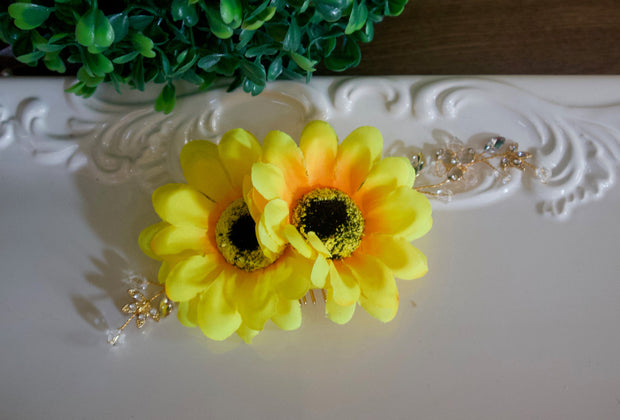 Sunflower hair comb bridal headpiece Sunflower headband Sunflower wedding hair accessories Fall floral crown Fall wedding Flower crown