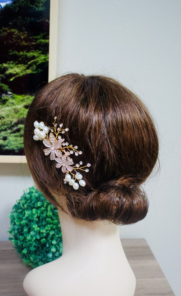 Floral Crystal Hair Piece - Caroline