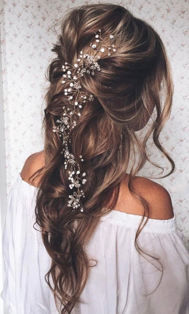Long Bridal Hair Vine Wedding Hair vine Bridal Hair piece Bridal hair accessories Wedding Hair Accessories Pearl Crystals Bridal Hair Vine