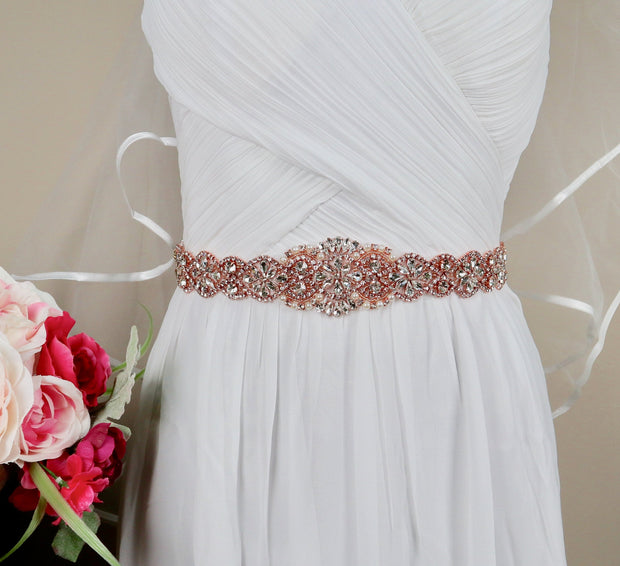 Wedding Belt Bridal Belt Rose Gold Bridal Belt Bridal Sash Rose Gold W GLAMOUR BRIDE USA