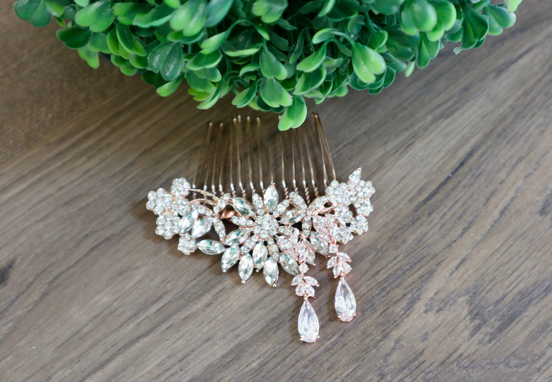 Bridal hair comb Rose Gold Wedding hair comb Wedding hair  display picture 1