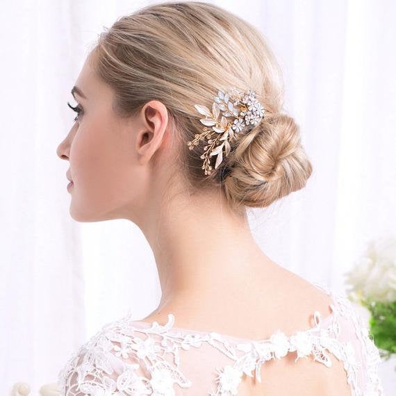 Rose Gold Floral Clip, Bridal Headpiece, Wedding Clip, Floral Wedding Clip, Hair Clip, Bridal Hair Accessory, Wedding Headpiece