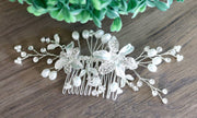 Floral Crystal Hair Piece - Caroline