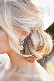 Crystal Bridal Earrings Rose Gold Wedding Earrings Halo Tear drop earrings Bridal Jewelry Wedding Jewelry Swarovski Crystal Wedding Earrings