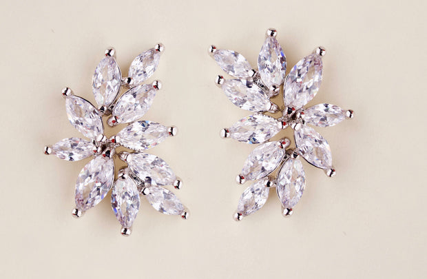 Crystal Bridal Earrings Wedding Earrings Rose Gold Crystal Earrings CZ Bridal Earrings Rose gold bridal earrings Bridesmaids Earrings