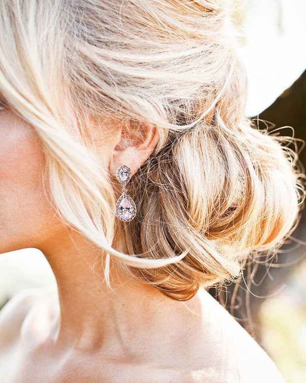 Crystal Bridesmaids Earrings Gold Drop Earrings Silver Wedding Jewelry Crystal Tea drop Earrings Gold Bridal Jewelry Bridesmaids earrings