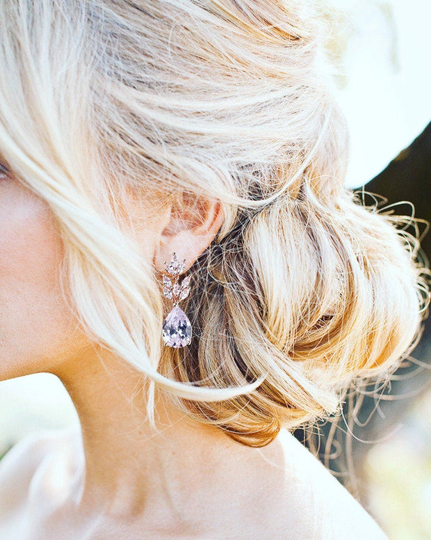 Crystal Bridal Earrings Rose Gold Drop Earrings Silver Crystal Earrings Gold Bridal Jewelry Silver bridal earrings Bridesmaids Earrings Gift