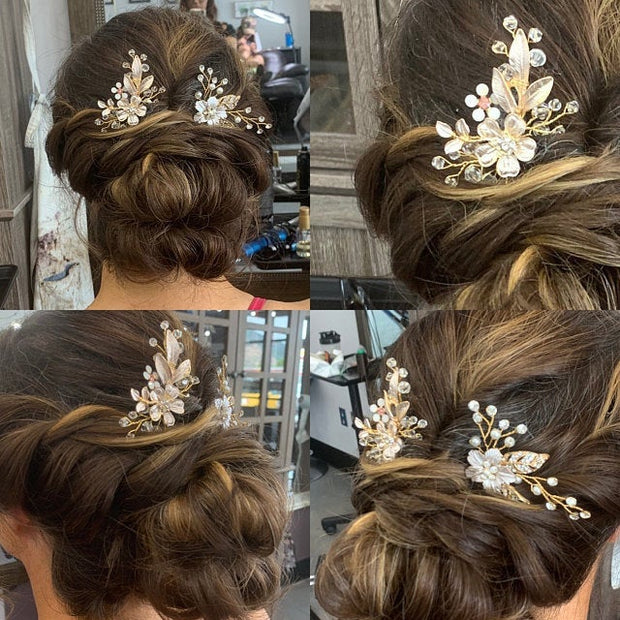 Rose Gold Bridal Hair Pin Wedding Hair Accessory Rhinestone and Crystal Bridal Comb Rose Gold Hair Comb Bridal Headpiece Rose Gold Hair Pin