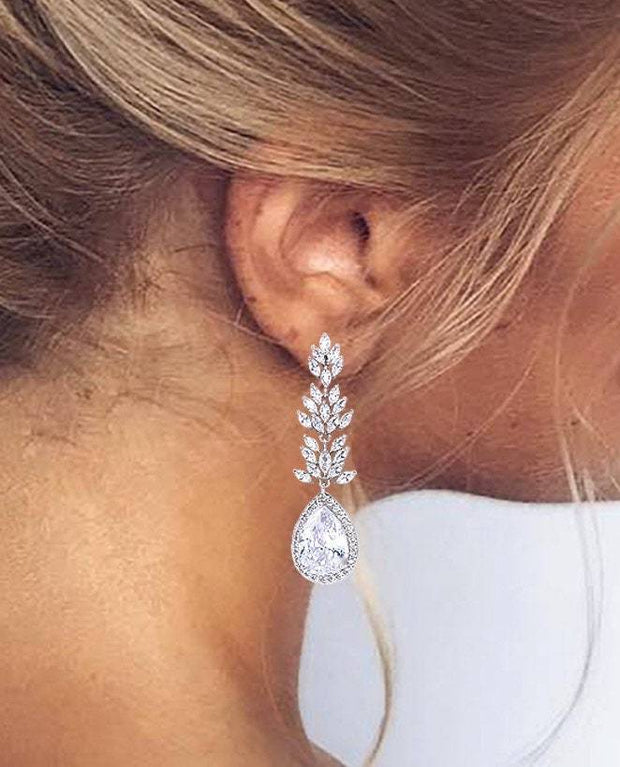 Crystal Teardrop Bridal Earrings - Rachel