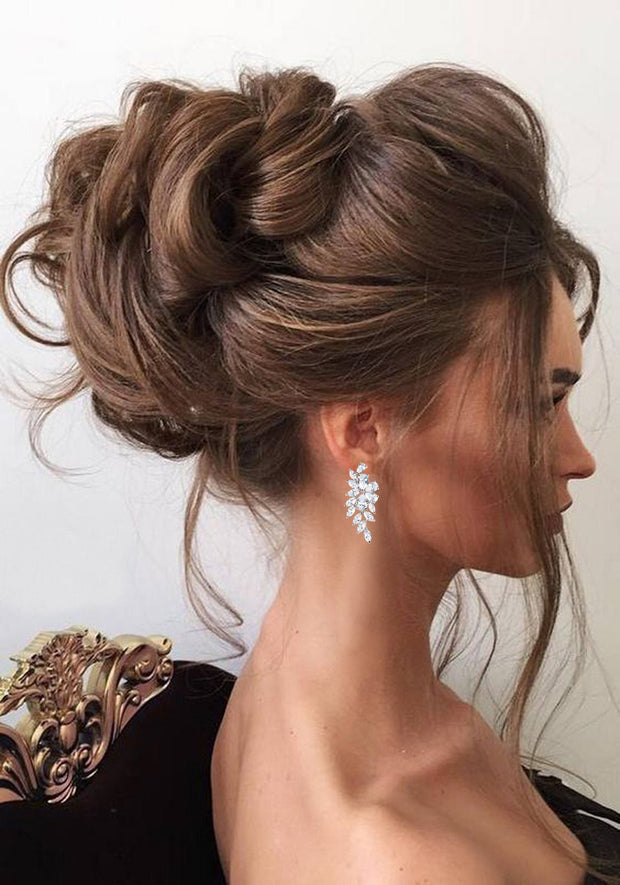 Melissa - Crystal Leaf Earrings