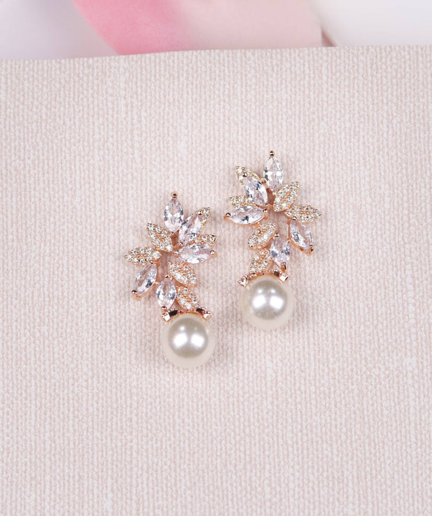 Shannon - Pearl Drop Stud Wedding Earrings
