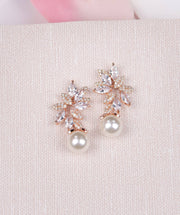 Shannon - Rose Gold Pearl Bridal Earrings