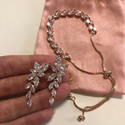 Sarah - Leaf Crystal Earrings