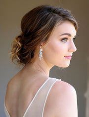 Allison - Bridal CZ Leaf Earrings