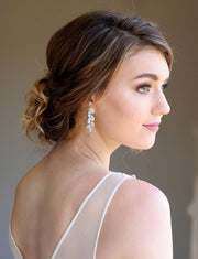 Crystal Leaf Earrings - Allison