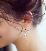 Brittany - Bridal CZ Leaf Earrings