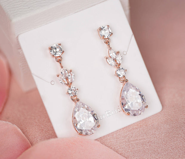 Bridal Crystal Teardrop Earrings - Megan