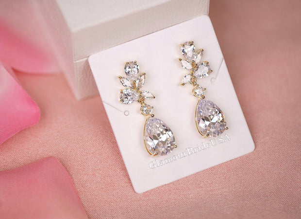 Crystal Tea Drop Earrings - Jessica
