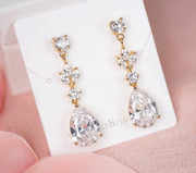 Rose Gold Bridal Crystal Teardrop Earrings - Megan