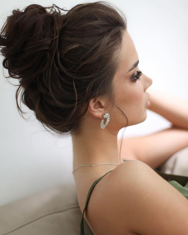 Courtney - Silver Crystal Bridal Earrings