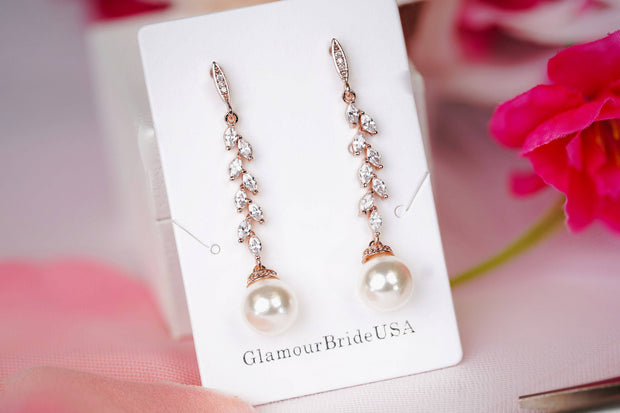 Crystal Earrings With Pearls - Kelly