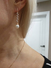 Kelly - Crystal Drop Earrings With Pearls